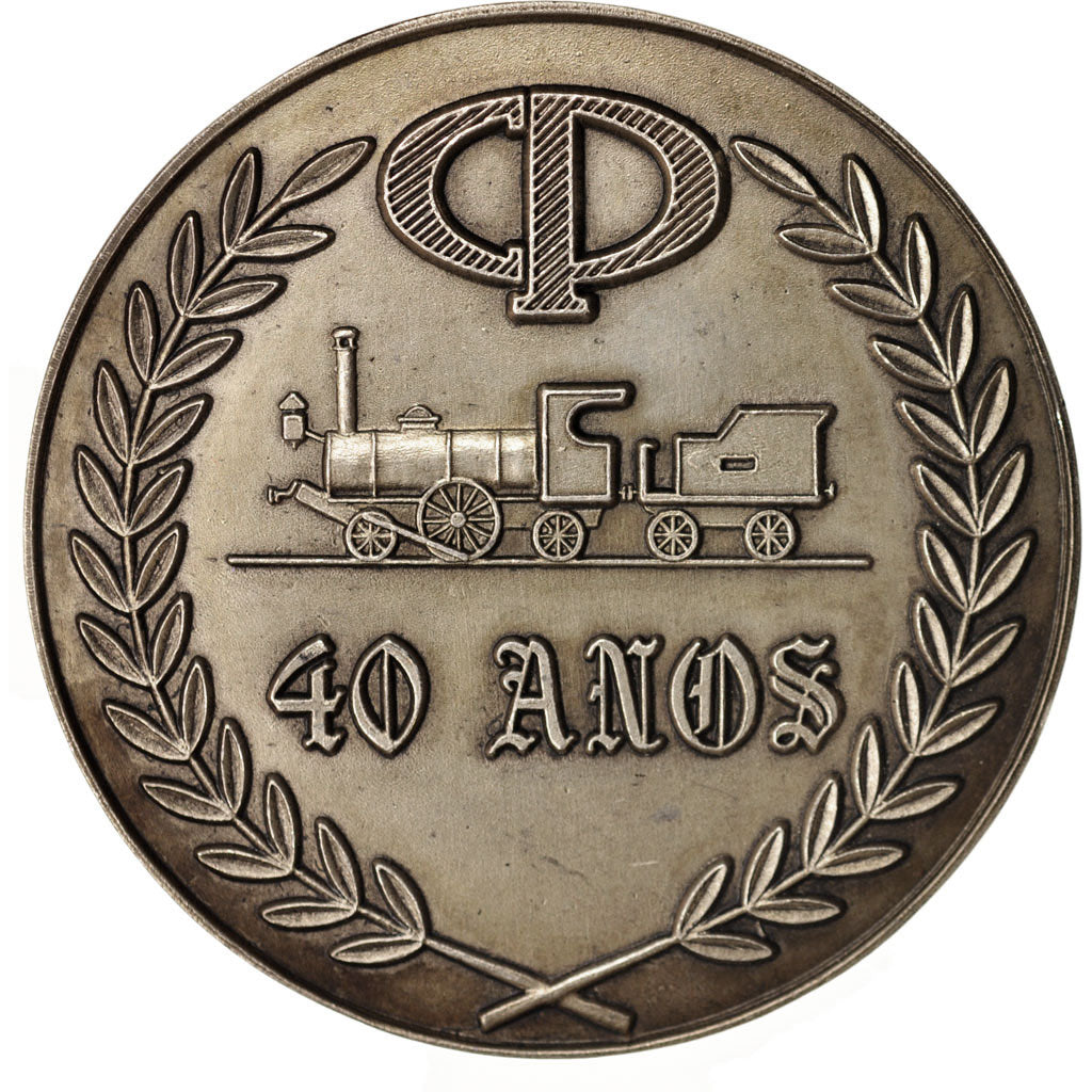Spain, Medal, CP, 40 anos, Railway, AU(55-58), Silvered bronze