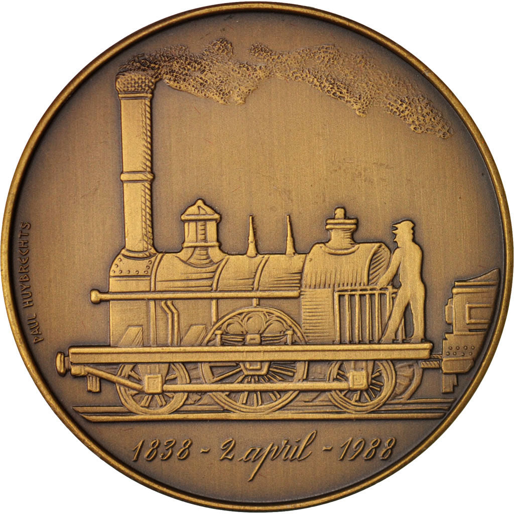Belgium, Medal, Stad Landen, Railway, 1988, AU(55-58), Bronze