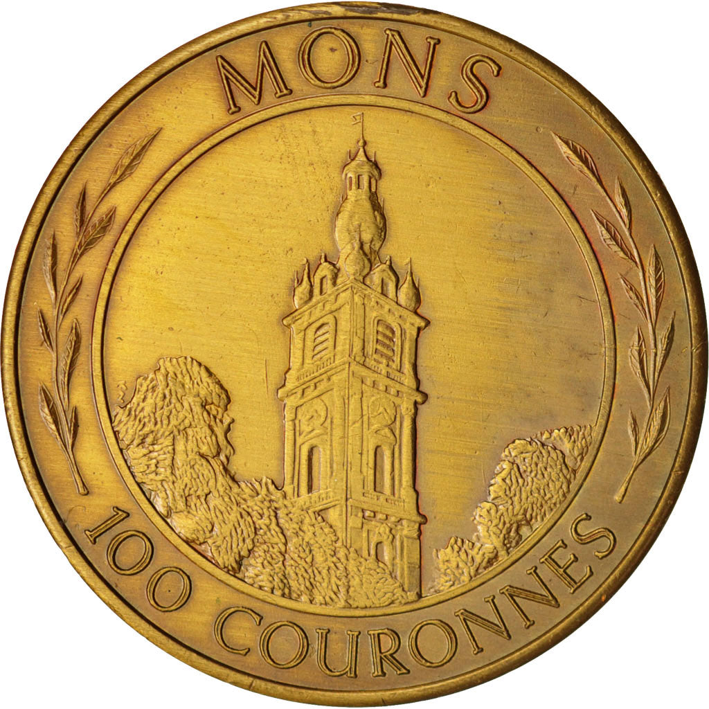 Belgium, Medal, Mons, 100 couronnes 125 ans chemin de fer du centre, Railway