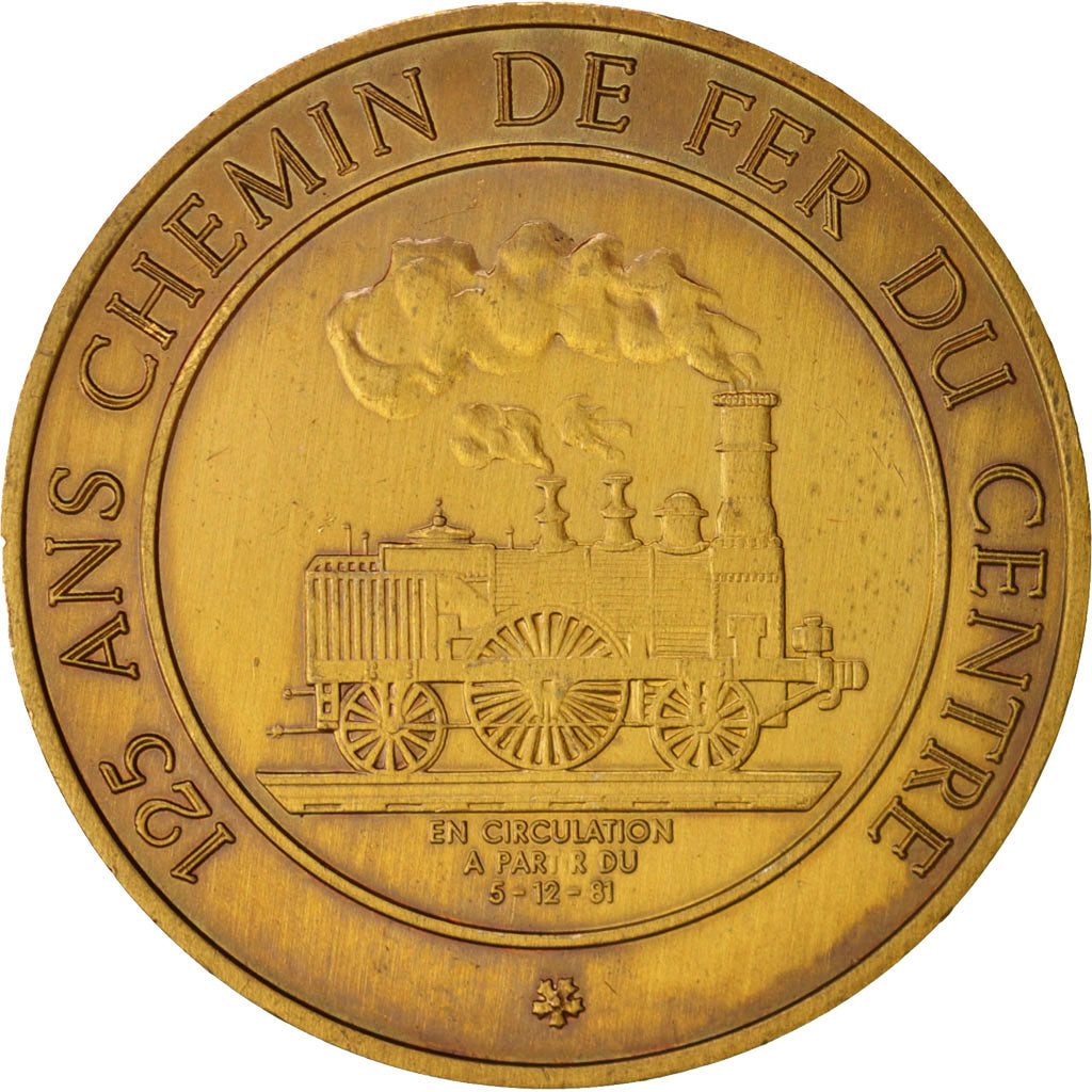Belgium, Medal, Mons, 100 couronnes 125 ans chemin de fer du centre, Railway