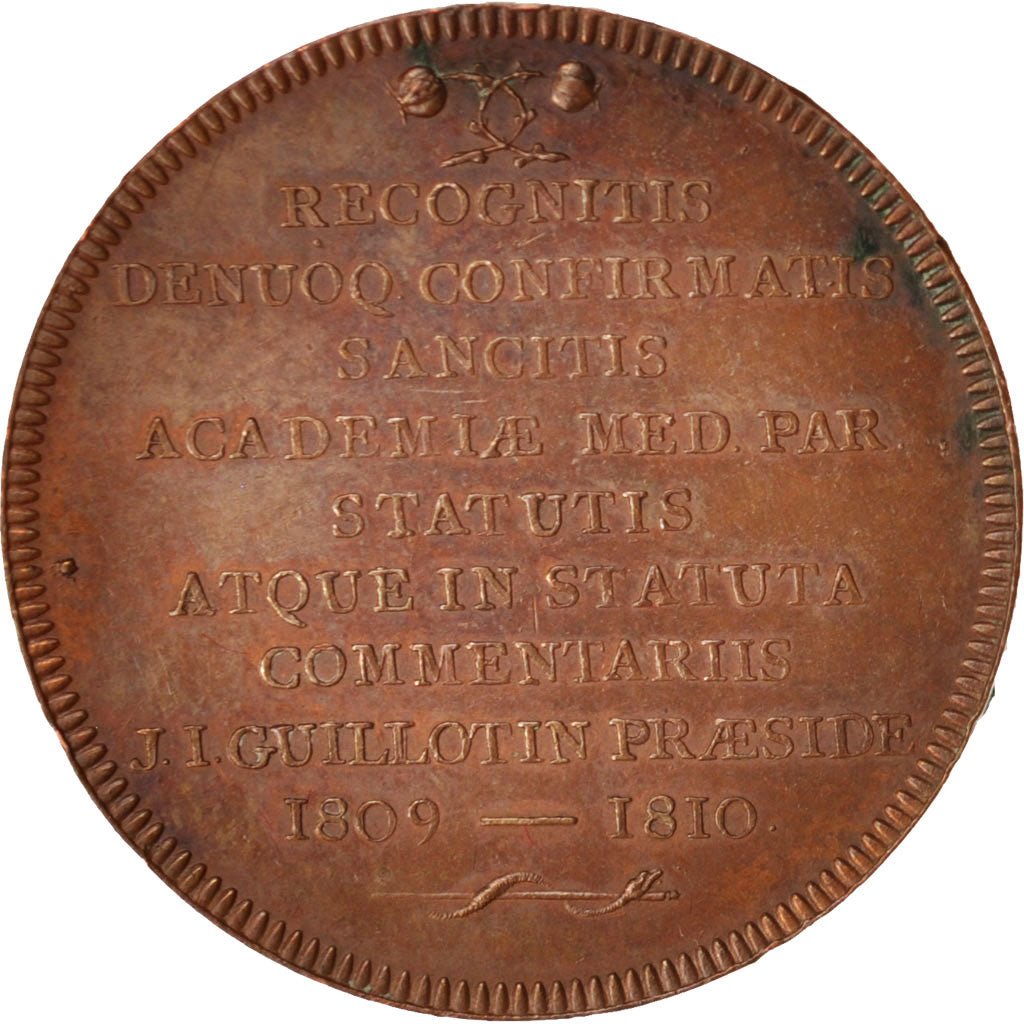 France, Medal, Docteur Guillotin, Medicine, 1810, AU(55-58), Copper