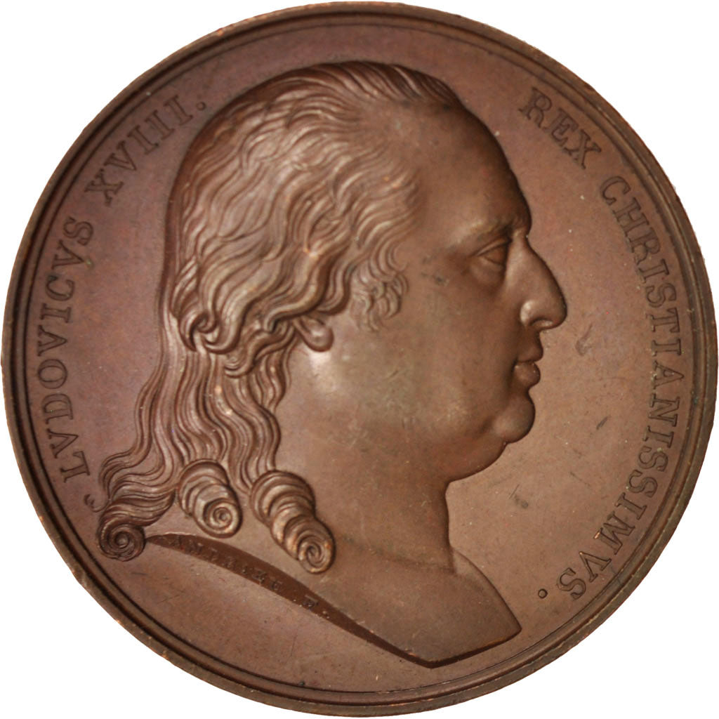 Francia, Medal, Louis XVIII, Politics, Society, War, 1816, Andrieu, BB+, Rame