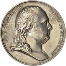 France, Medal, Louis XVIII, Entrée à Paris, History, 1814, Andrieu, AU(55-58)