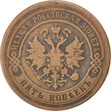 Coin, Russia, Nicholas II, 5 Kopeks, 1879, Saint-Petersburg, VF(20-25), Copper