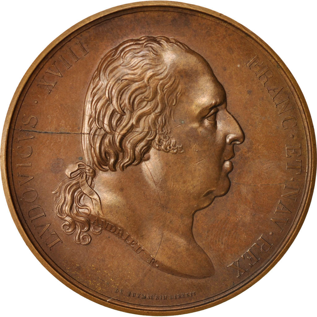 France, Medal, Louis XVIII, Alliance des couronnes, History, 1814, Andrieu