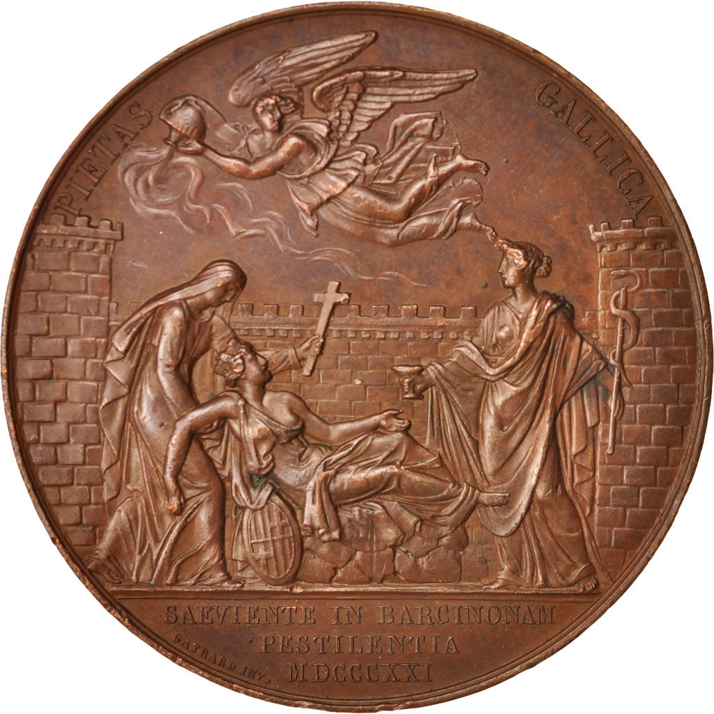 Francia, Medal, Épidémie de fièvre jaune, History, 1821, Gayrard, BB+, Bronzo