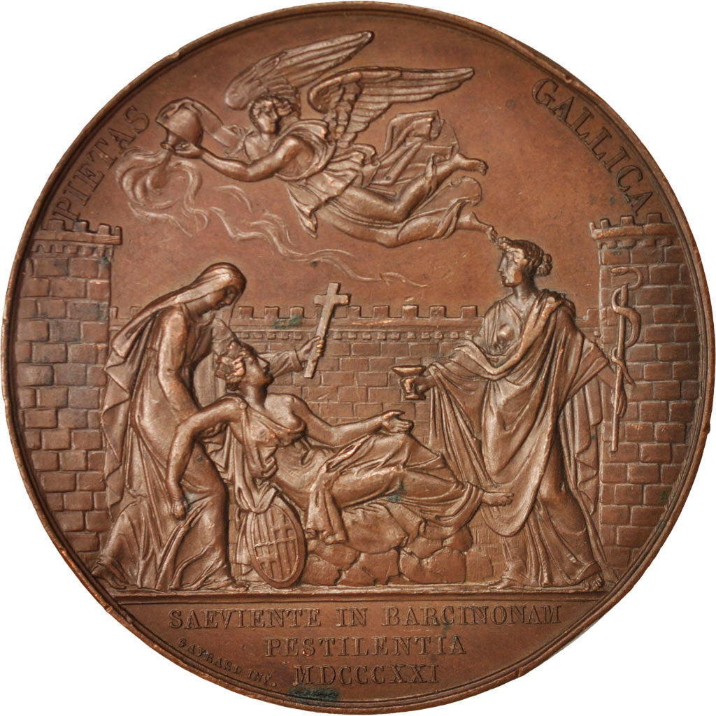 France, Medal, Épidémie de fièvre jaune, History, 1821, Gayrard, EF(40-45)