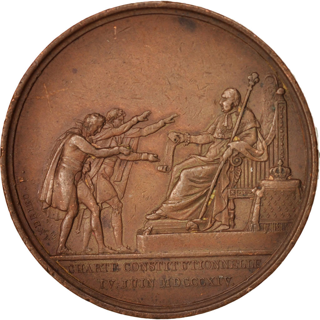 France, Medal, Charte Constitutionnelle, Louis XVIII, History, 1814, Andrieu