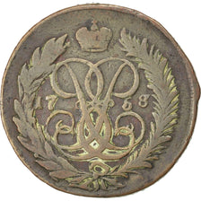 RUSSIA, 2 Kopeks, 1758, KM #7.2, EF(40-45), Copper, 22.57