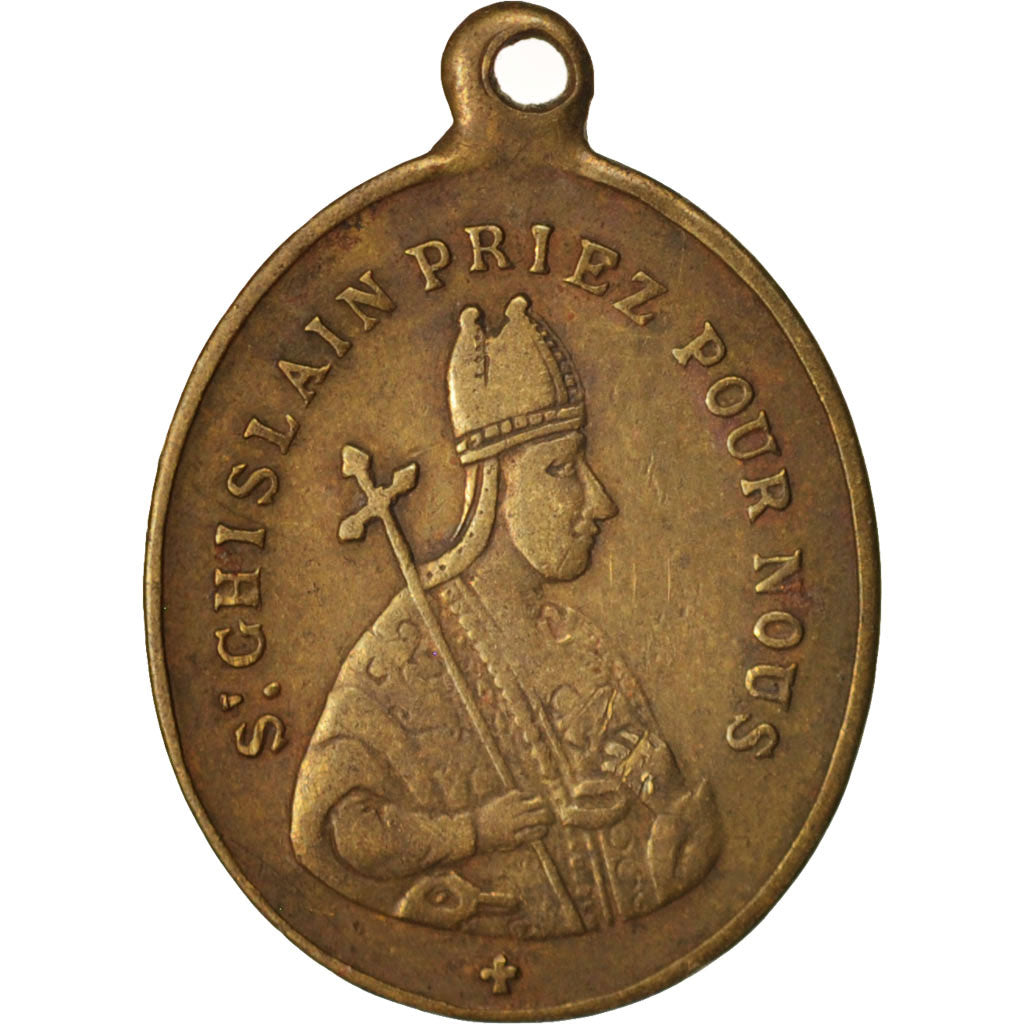 France, Medal, Saint Ghislain, Religions & beliefs, EF(40-45), Brass