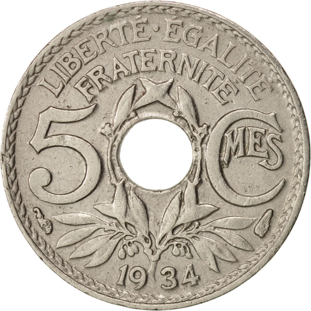 Coin, France, Lindauer, 5 Centimes, 1934, AU(50-53), Copper-nickel, KM:875
