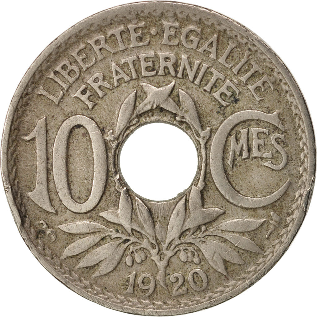 Moneda, Francia, Lindauer, 10 Centimes, 1920, Paris, BC+, Cobre - níquel