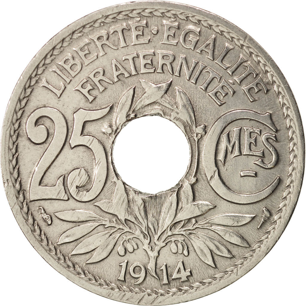 France, Lindauer, 25 Centimes, 1914, EF(40-45), Nickel, KM:867