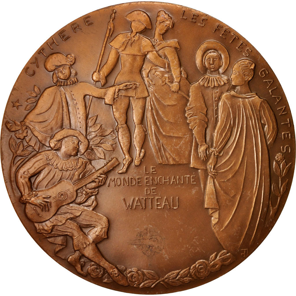 France, Medal, Antoine Watteau, Valenciennes, Arts & Culture, 1984, Thurotte