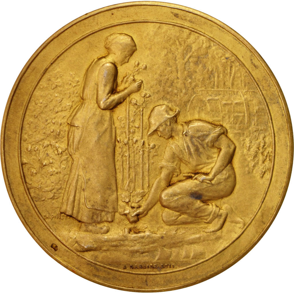 Francia, Medal, Cercle Horticole de Wattrelos, Flora, 1922, Desaide, MBC+, Oro