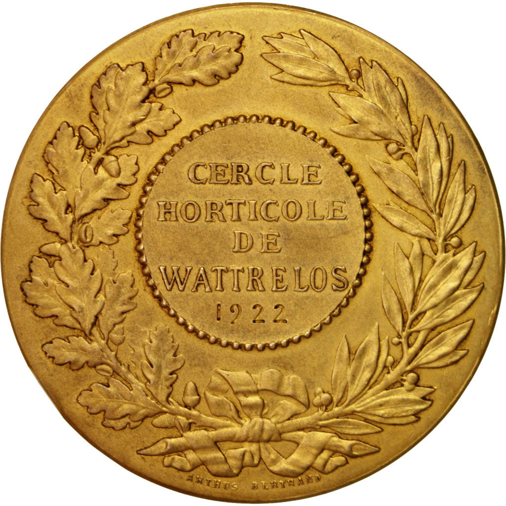 Francia, Medal, Cercle Horticole de Wattrelos, Flora, 1922, Desaide, MBC+, Oro