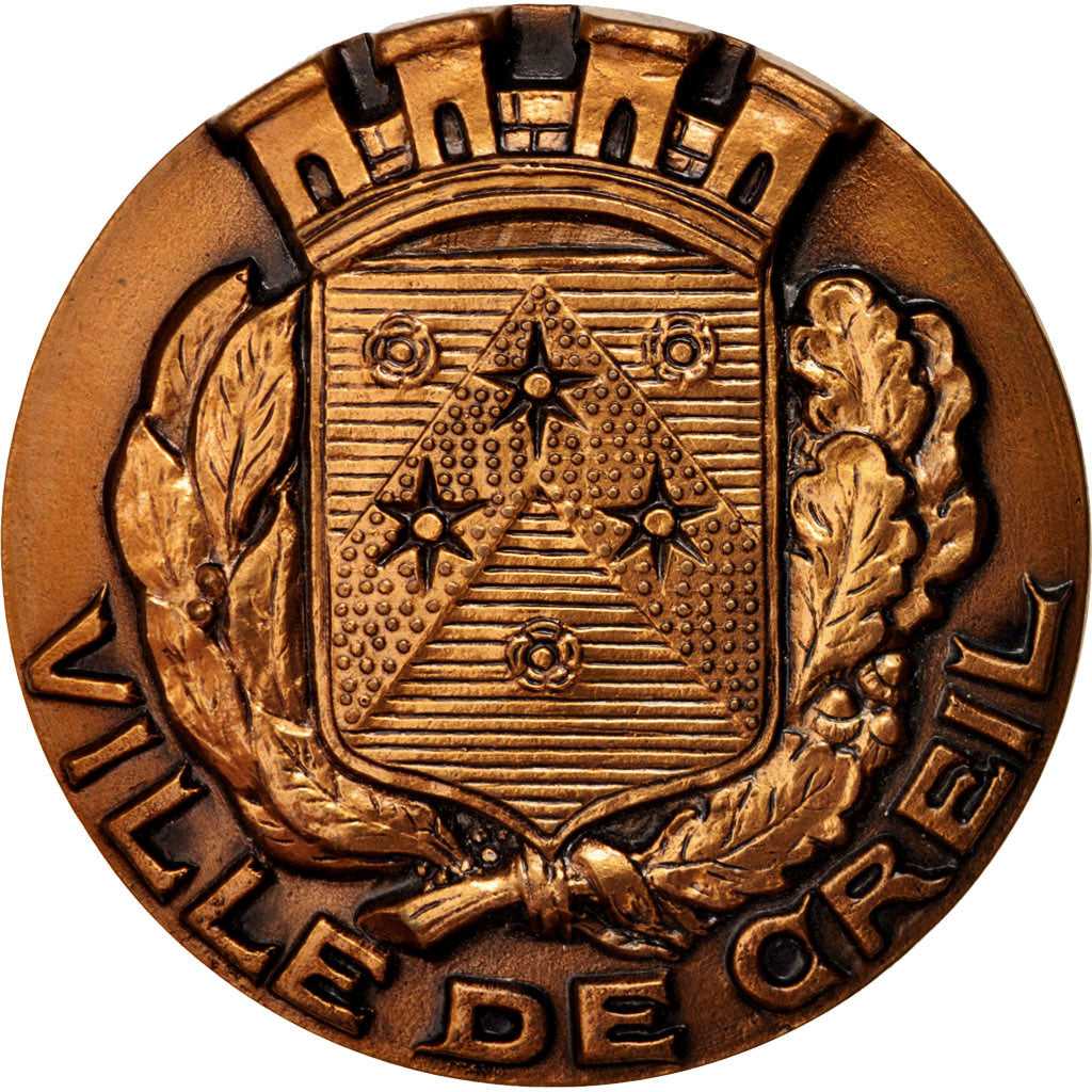 Francia, Medal, Ville de Creil, Politics, Society, War, EBC, Bronce