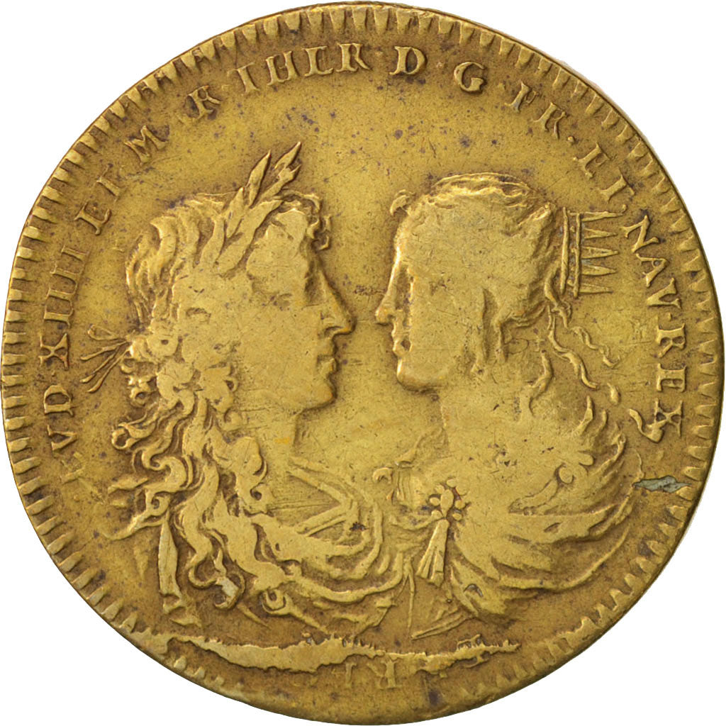 Francia, Medal, Royal, Entrée du légat à Paris, Louis XIV, BC+, Latón
