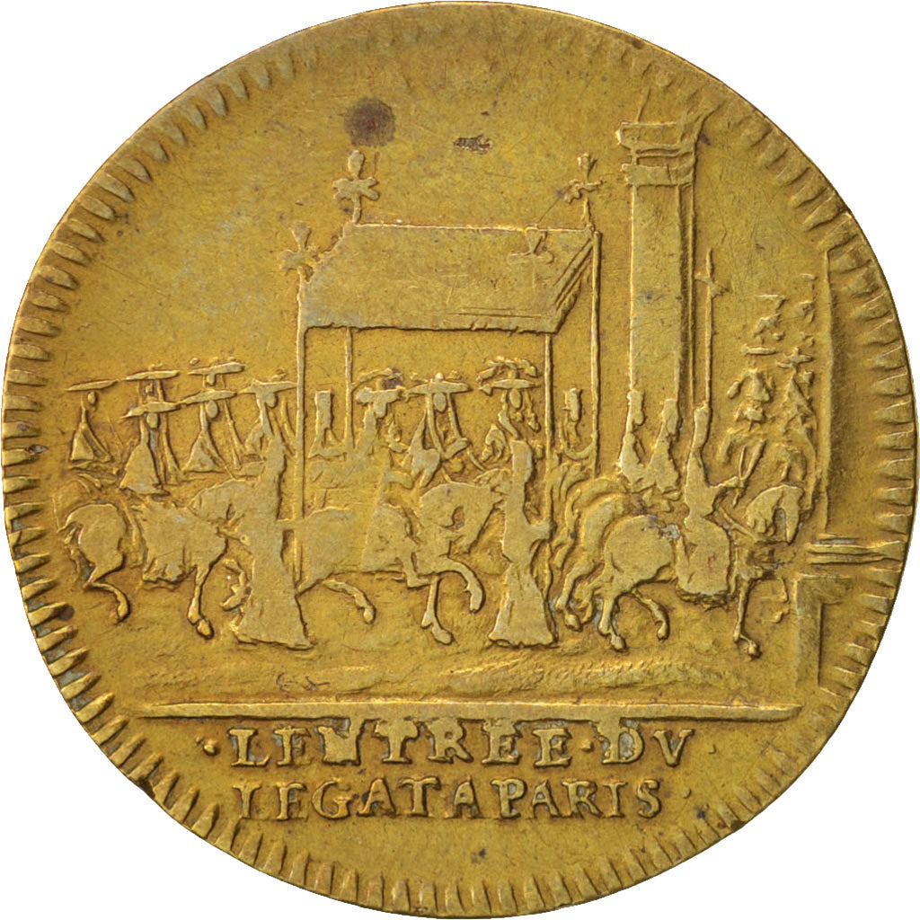 Francia, Medal, Royal, Entrée du légat à Paris, Louis XIV, BC+, Latón