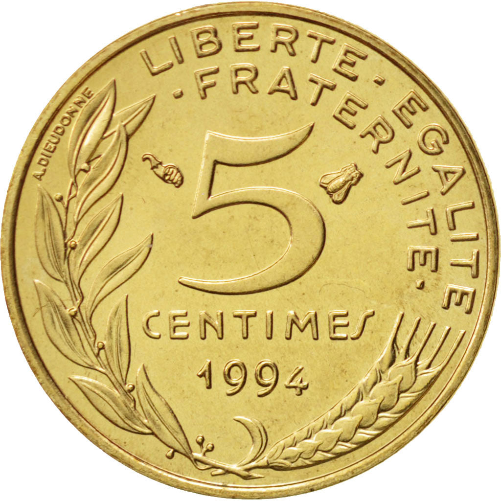 Monnaie, France, Marianne, 5 Centimes, 1994, Paris, SUP, Aluminum-Bronze