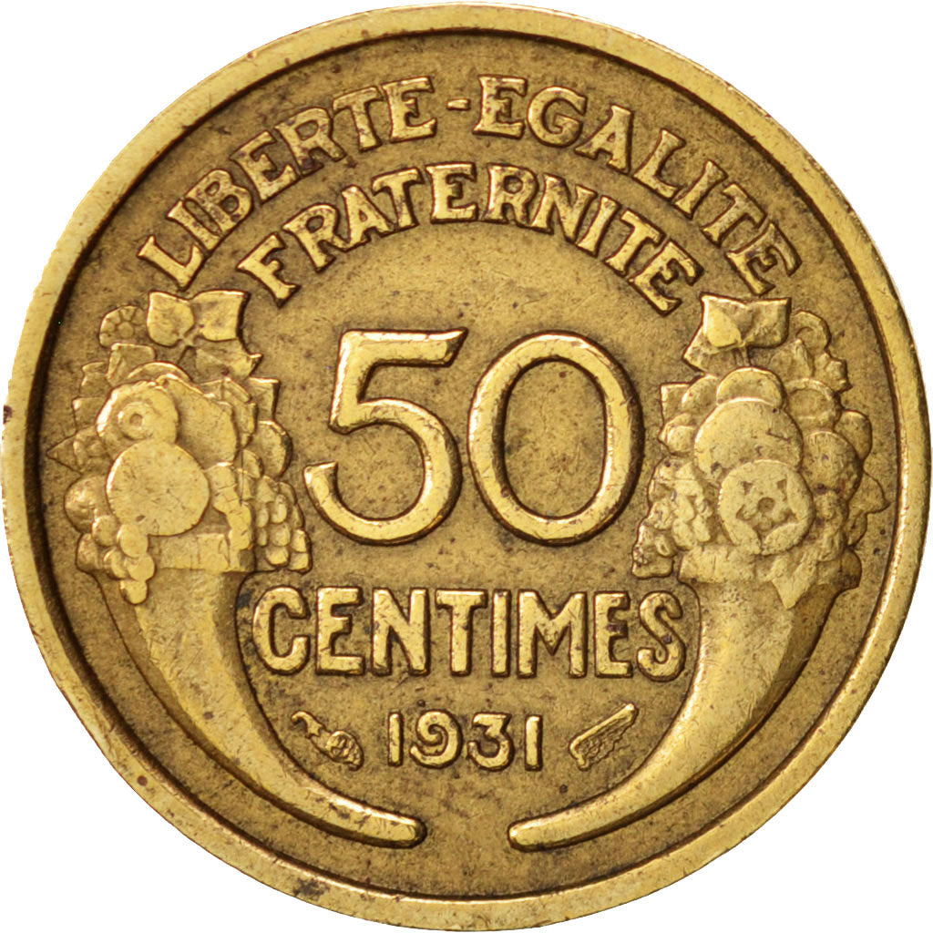 Frankreich, Morlon, 50 Centimes, 1931, S+, Aluminum-Bronze, KM:894.1, Gadoury...
