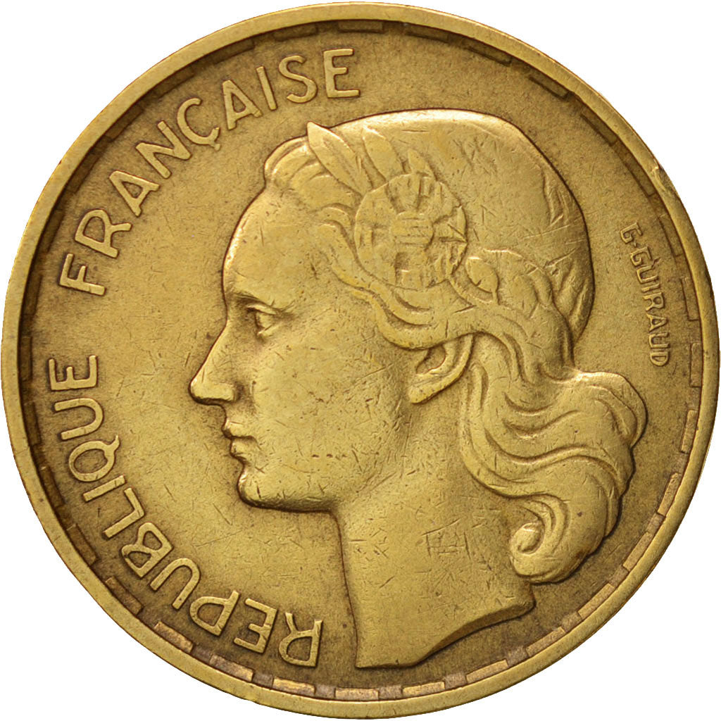 Munten, Frankrijk, Guiraud, 20 Francs, 1951, Paris, ZF+, Aluminum-Bronze