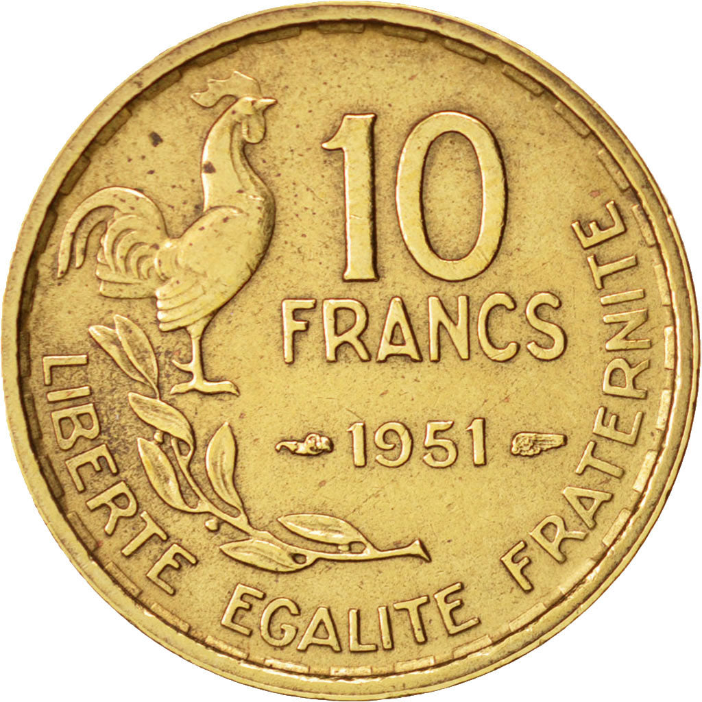 Münze, Frankreich, Guiraud, 10 Francs, 1951, Paris, SS+, Aluminum-Bronze