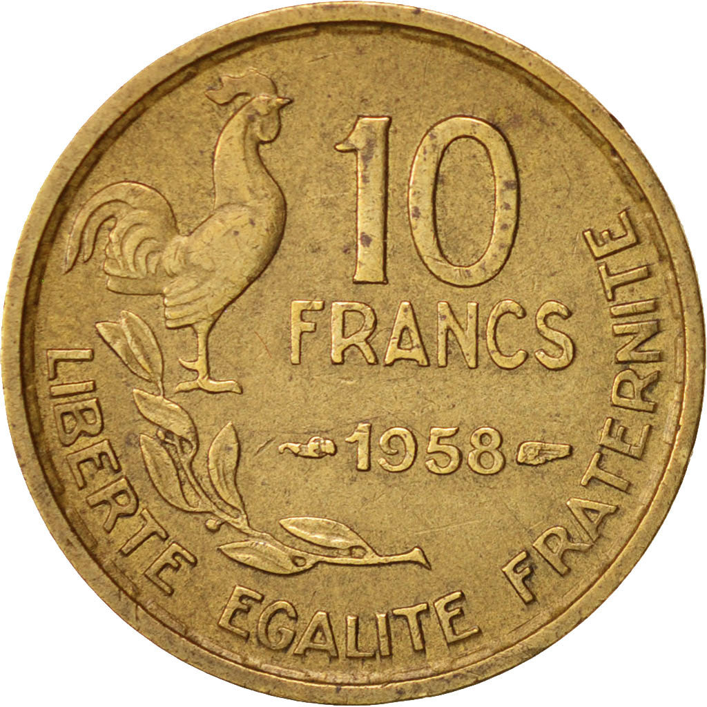 Münze, Frankreich, Guiraud, 10 Francs, 1958, Paris, SS+, Aluminum-Bronze