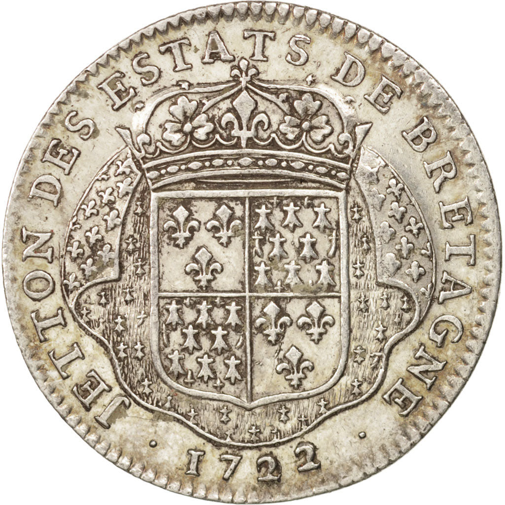 Francia, Token, Royal, États de Bretagne, Nantes, Louis XV, 1722, Röettiers