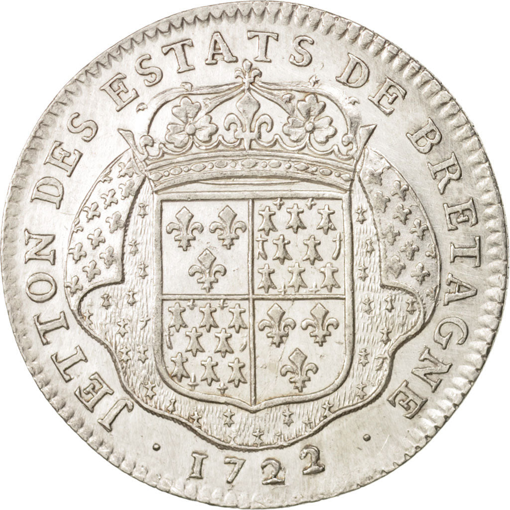 France, Royal, États de Bretagne, Nantes, Louis XV, 1722, Röettiers, Token