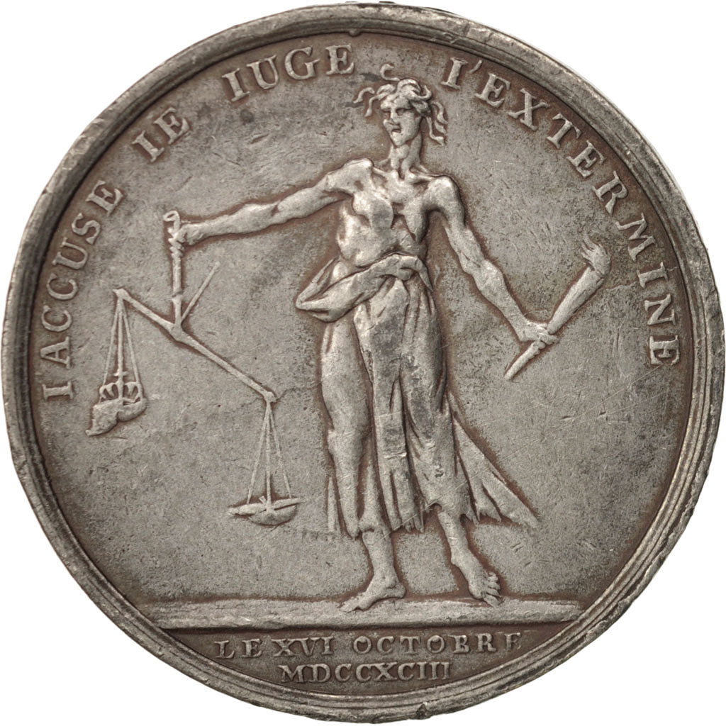 Francia, Token, Royal, Marie-Antoinette, Mort de la Reine par Loos, 1793, Loos