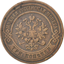Coin, Russia, Nicholas II, 3 Kopeks, 1877, Saint-Petersburg, EF(40-45), Copper