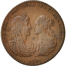 France, Token, Royal, Louis XIV et Marie-Thérèse, TTB, Cuivre, Feuardent:13071