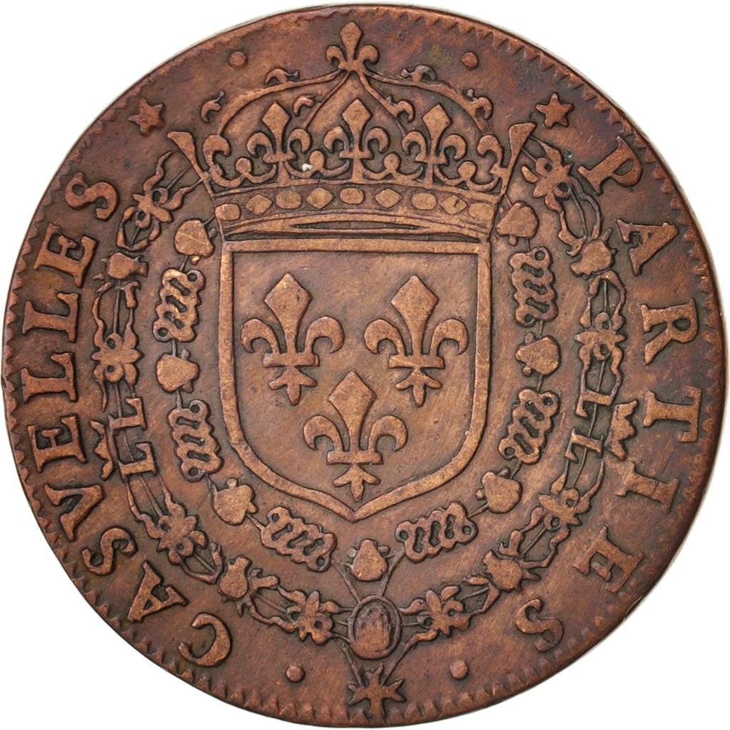 France, Token, Royal, Parties casuels, Louis XIV, 1645, AU(50-53), Copper