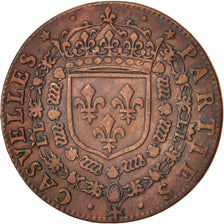 France, Token, Royal, Parties casuels, Louis XIV, 1645, AU(50-53), Copper