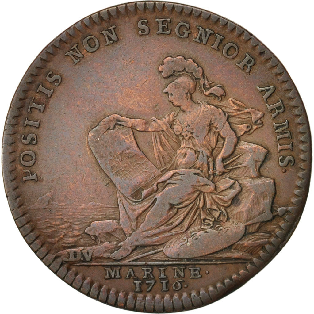 Frankreich, Token, Royal, Galères Royales, Louis XV, 1716, S+, Copper, Feuar...