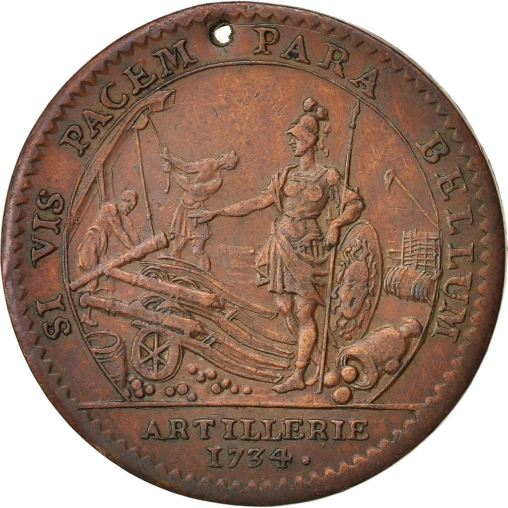 France, Token, Royal, Artillerie, Louis XV, 1734, EF(40-45), Copper