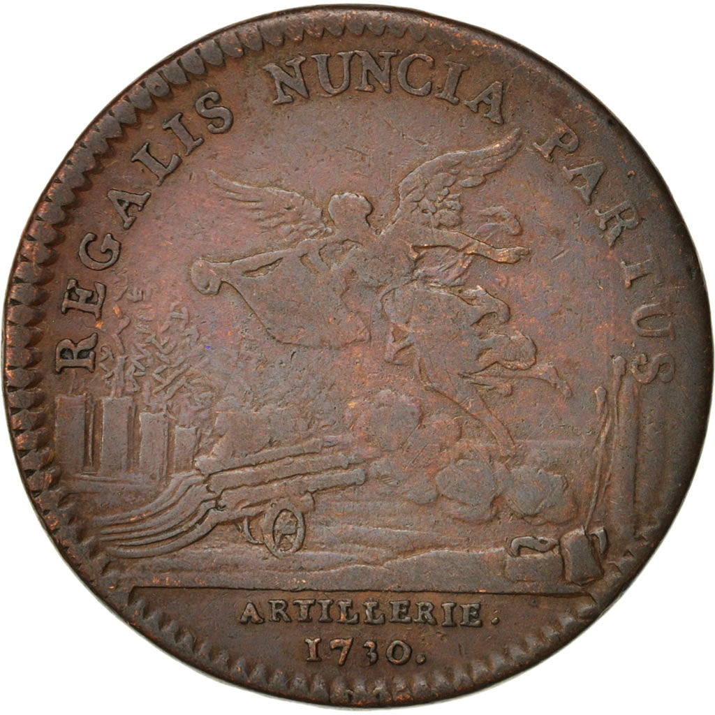 France, Token, Royal, Artillerie, Louis XV, 1730, VF(20-25), Copper