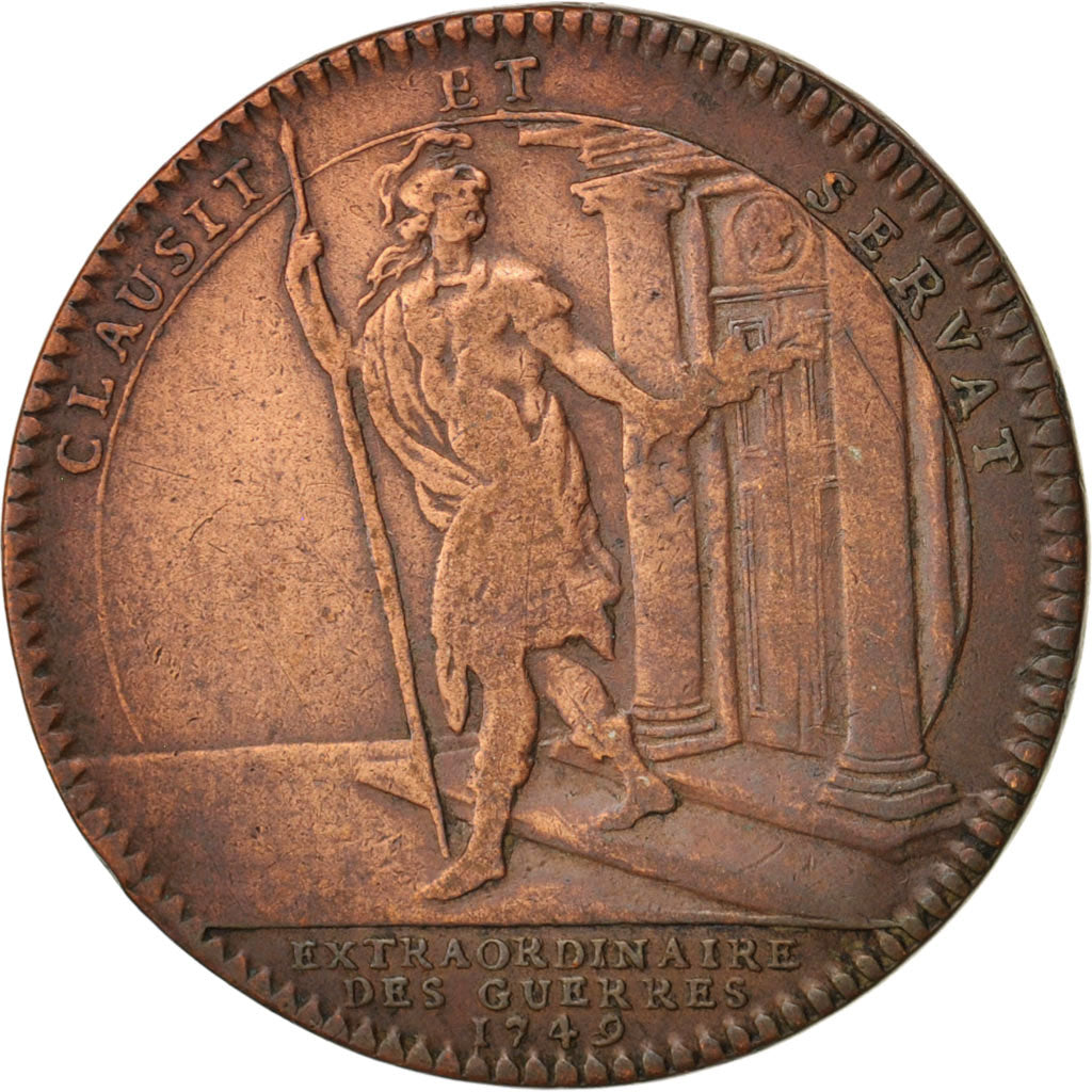 Francia, Token, Royal, Extraordinaire des Guerres, Louis XV, 1749, MB+, Rame