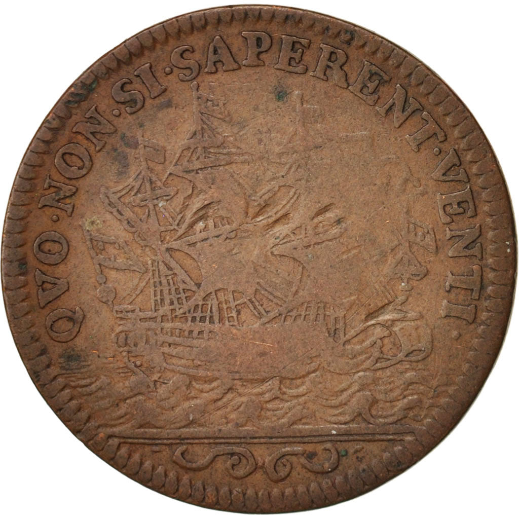 France, Jeton, Royal, Marine Royale, Louis XIV, TB, Cuivre