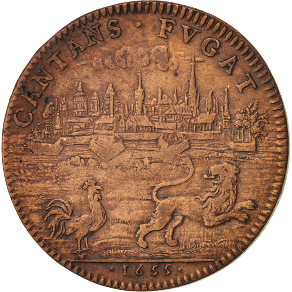 France, Token, Royal, Prise d'Arras, Louis XIV, 1655, AU(50-53), Copper
