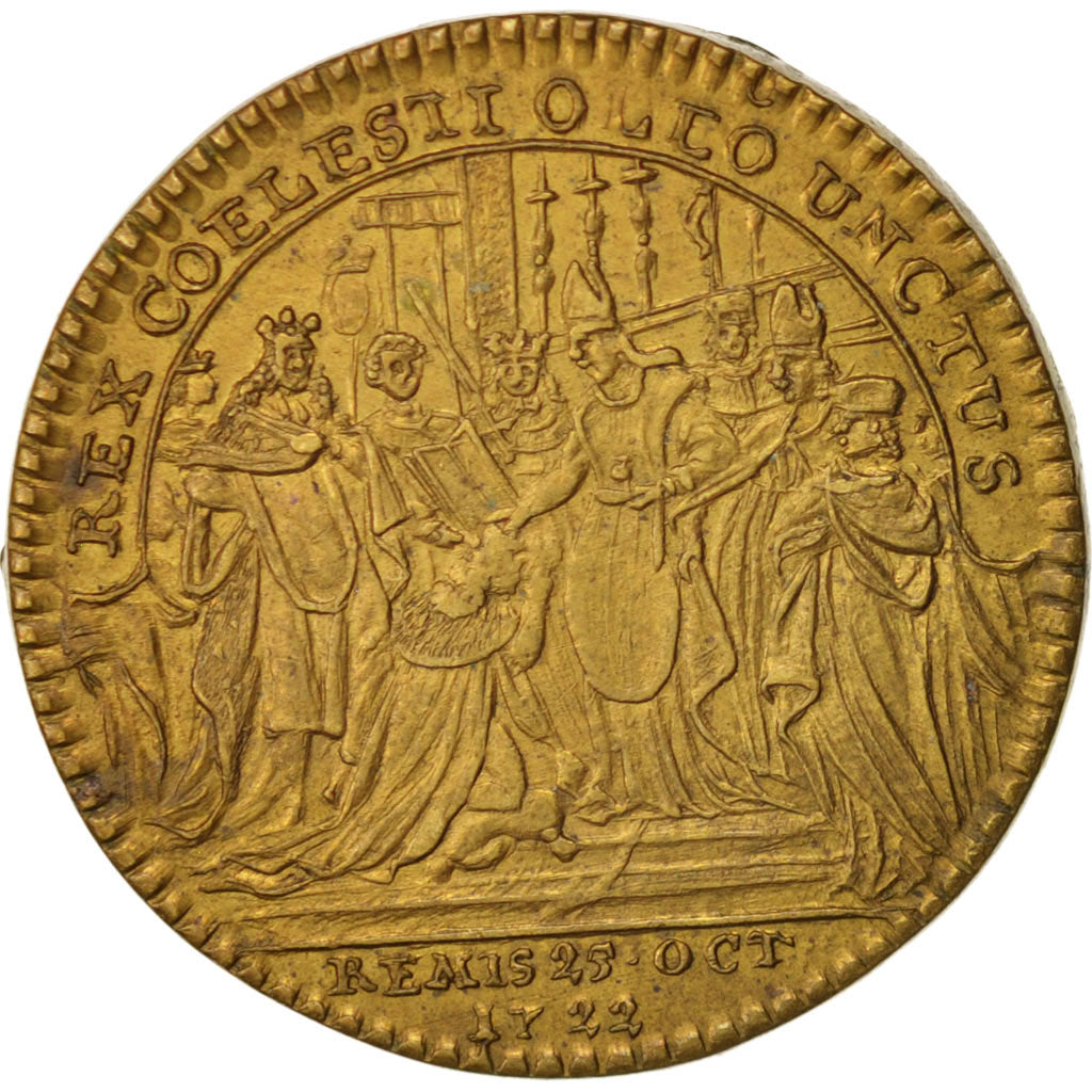 France, Token, Royal, Sacre de Reims, Louis XV, 1723, SUP, Brass, Feuardent:7893