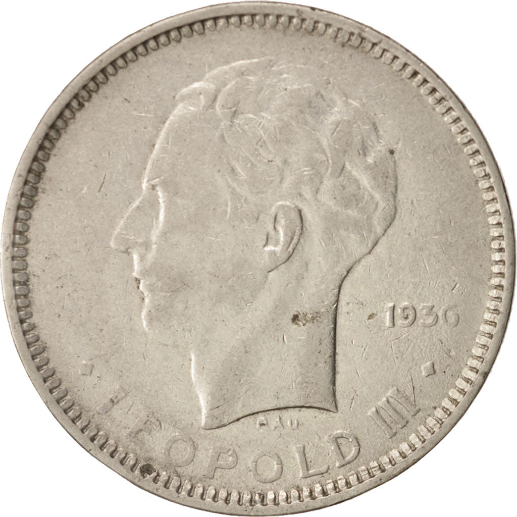 Monnaie, Belgique, 5 Francs, 5 Frank, 1936, TTB, Nickel, KM:109.1