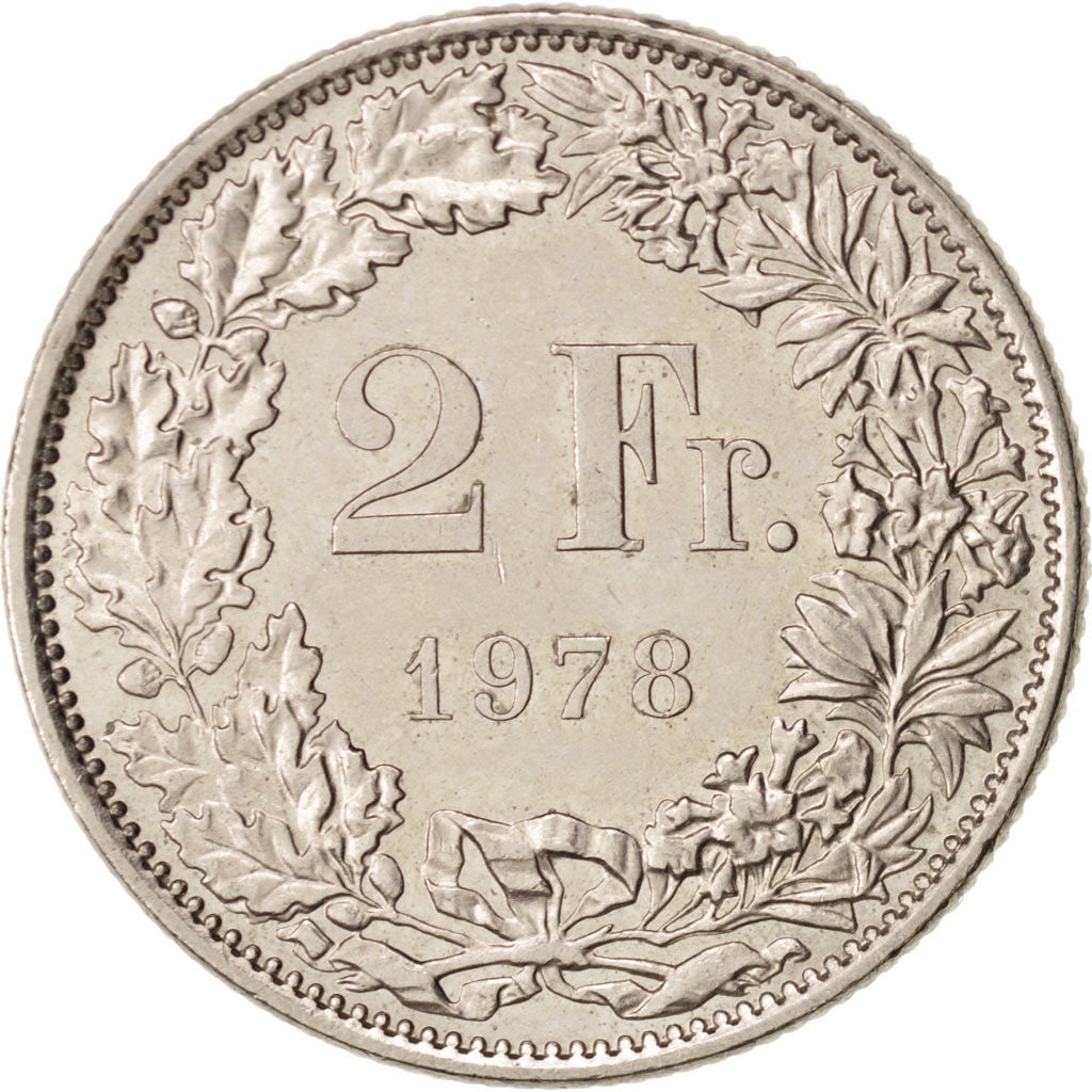 Coin, Switzerland, 2 Francs, 1978, Bern, AU(55-58), Copper-nickel, KM:21a.1