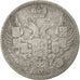 Moneda, Rusia, Nicholas I, 5 Kopeks, 1845, Saint-Petersburg, MBC, Plata, KM:163