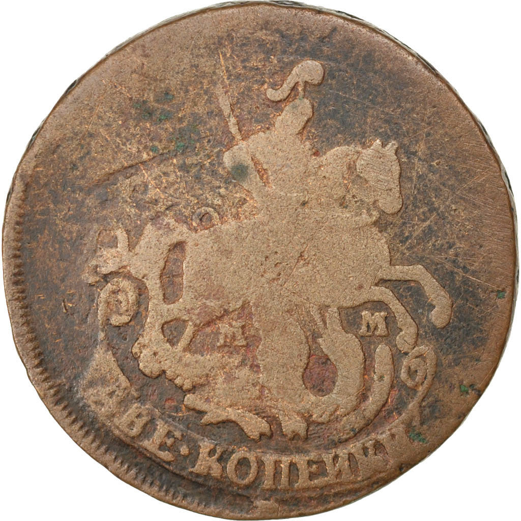 RUSSIA, 2 Kopeks, 1765, Moscow, KM #58.5, VF(30-35), Copper, 18.17