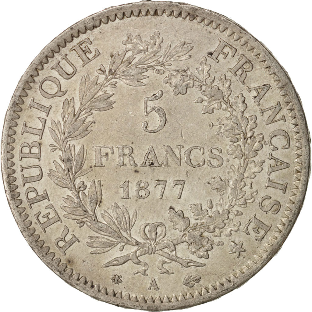 Münze, Frankreich, Hercule, 5 Francs, 1877, Paris, SS+, Silber, KM:820.1