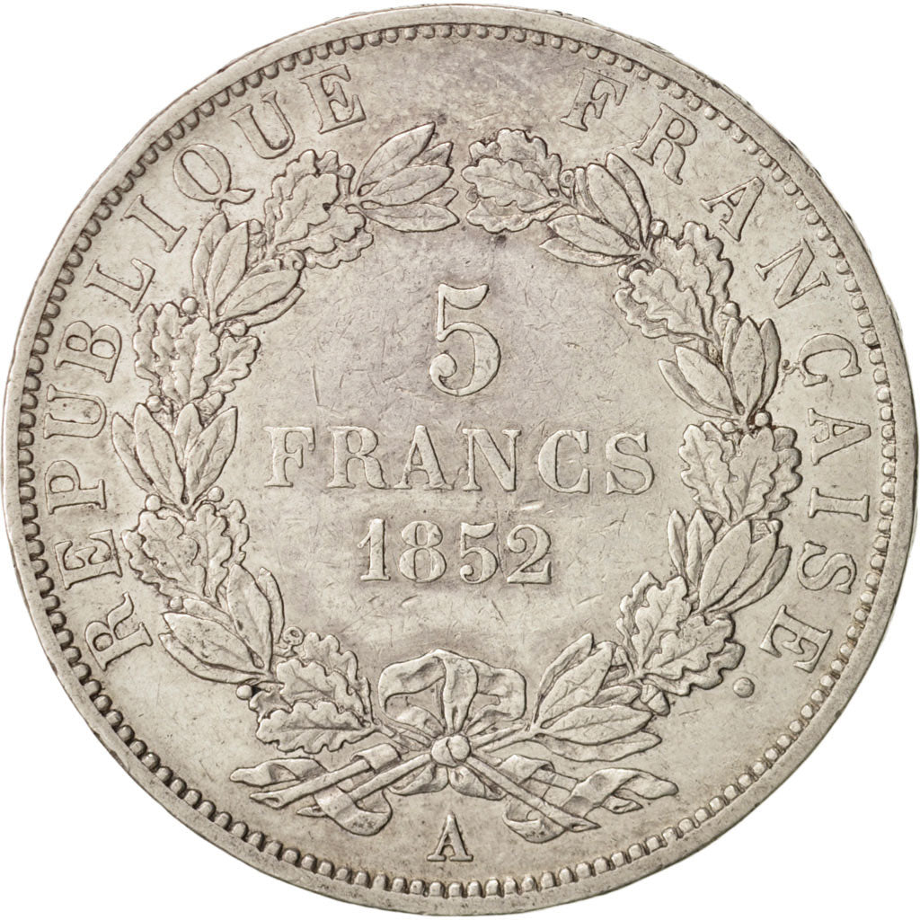 France, Napoléon III, 5 Francs, 1852, Paris, TB+, Argent, KM:773.1, Gadoury:726