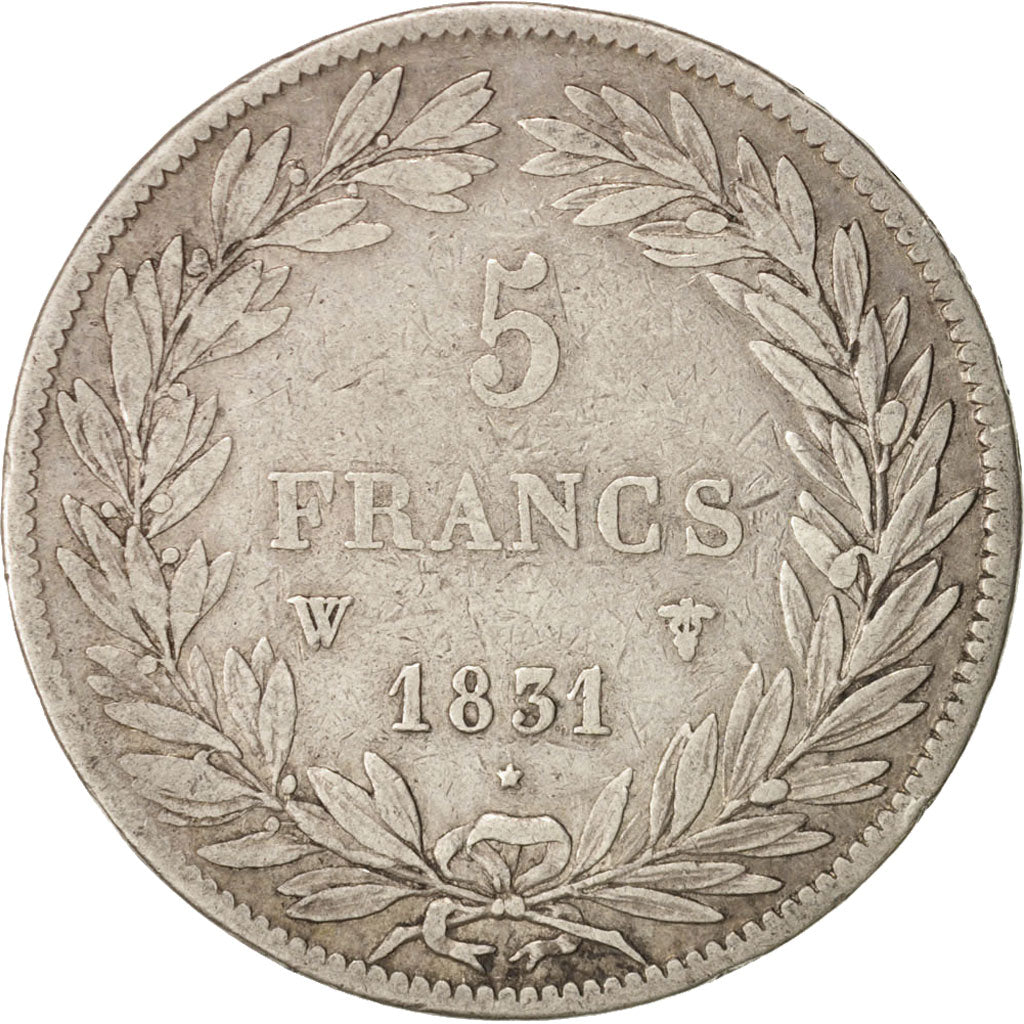 France, Louis-Philippe, 5 Francs, 1831, Lille, VF(20-25), Silver, KM:736.3
