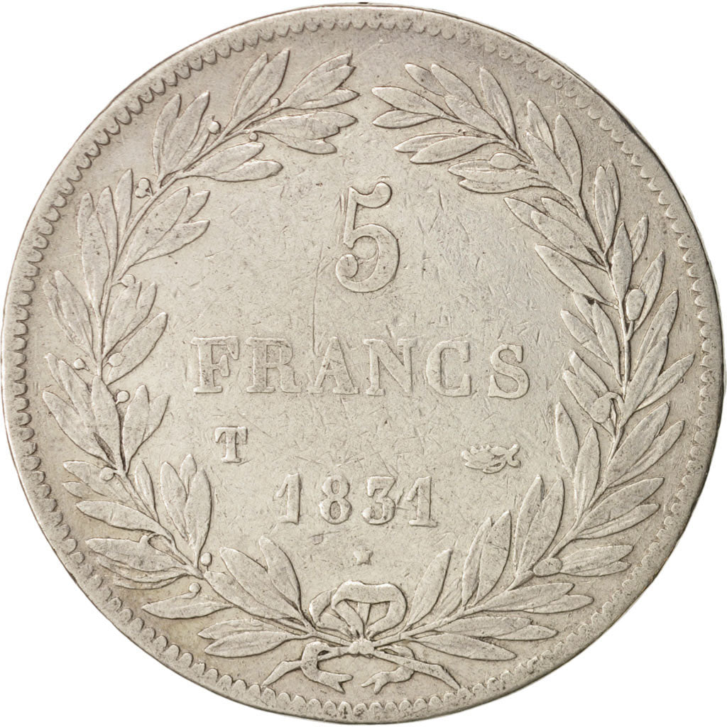 France, Louis-Philippe, 5 Francs, 1831, Nantes, VF(20-25), Silver, KM:735.12